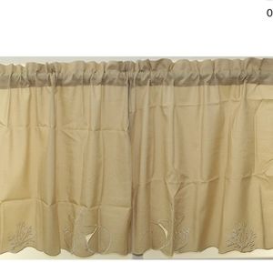 NWOT Sanibel Nautical coastal Shell Design 56Wx24L tier curtains